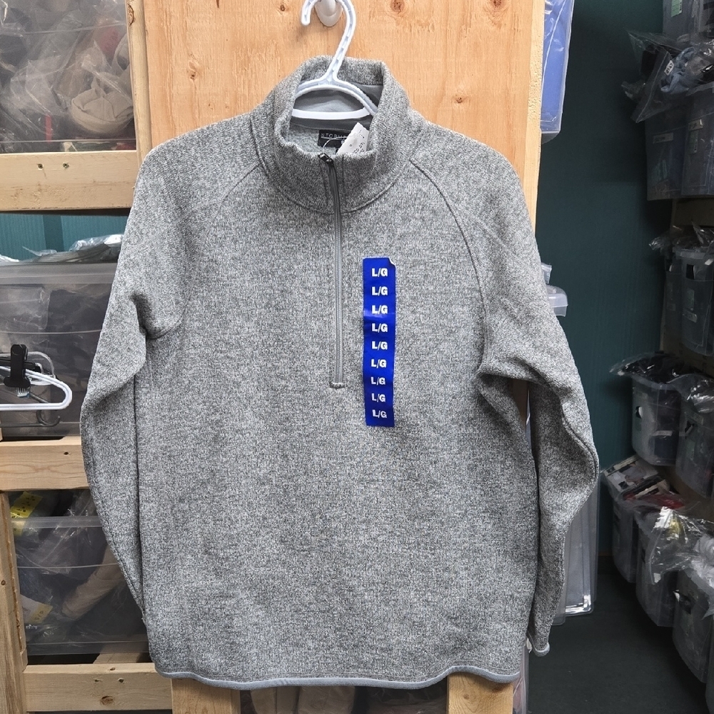 Stormpack Sunice Size L Heathered Grey Fleece Lined 1/4 Zip Pullover Sweater